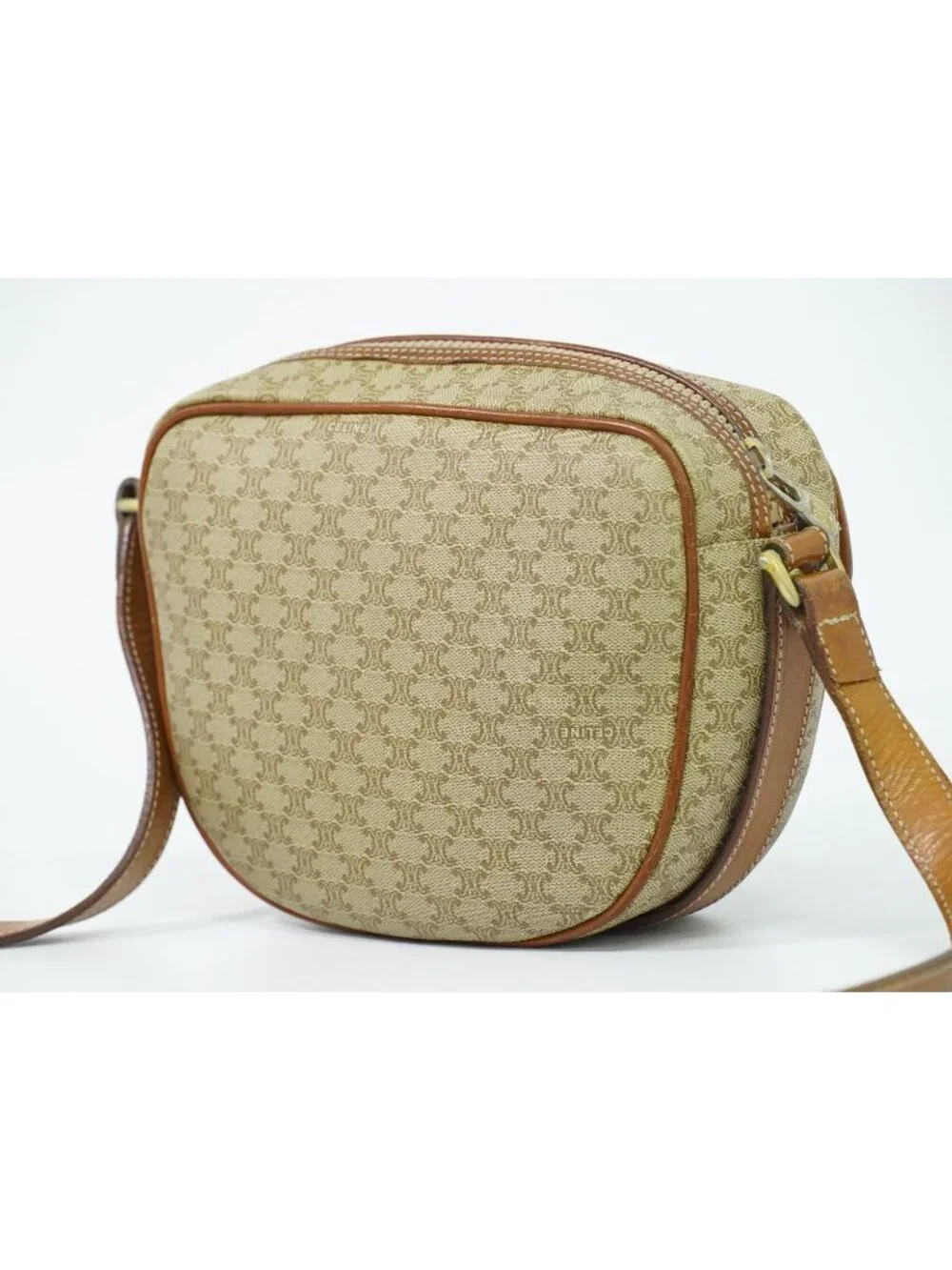 Celine Macadam Shoulder Bag Pochette Beige